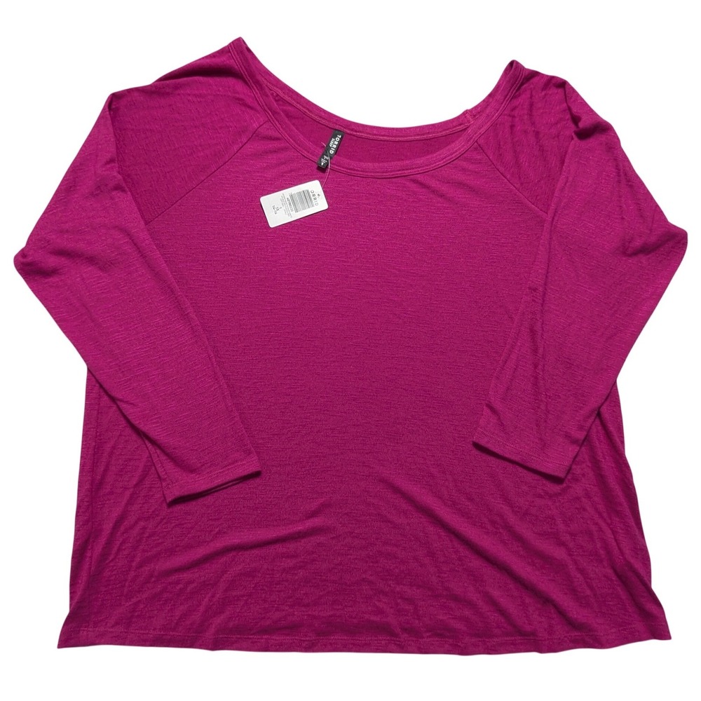 Torrid Sleep Womens 1X Fuchsia Red Hacci Off The Shoulder Lounge Tee 40780233